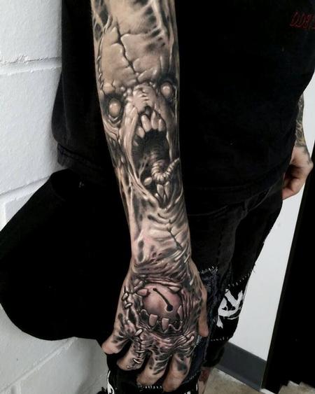 Tattoos - freehand black and grey sleeve in progress - 128785